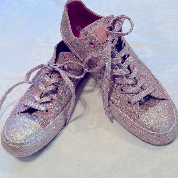 Converse Pink Glitter Athletic Shoes All Star Chuck’s Men’s 7 Women’s 9 - Picture 2 of 14